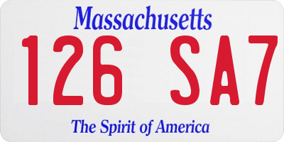 MA license plate 126SA7