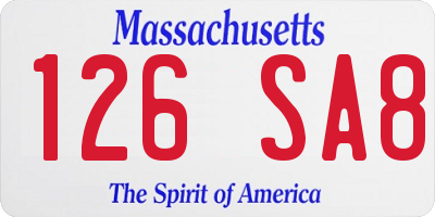 MA license plate 126SA8