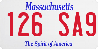 MA license plate 126SA9