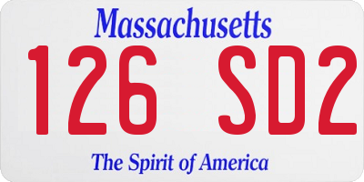 MA license plate 126SD2