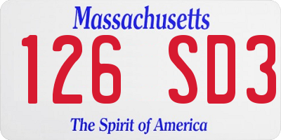 MA license plate 126SD3