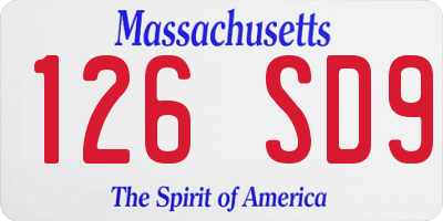MA license plate 126SD9
