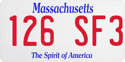 MA license plate 126SF3