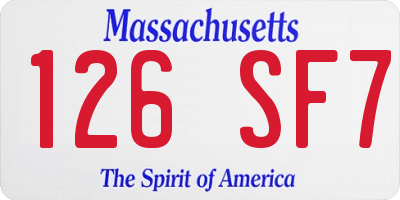 MA license plate 126SF7