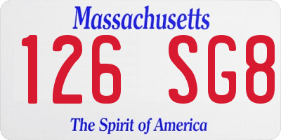 MA license plate 126SG8