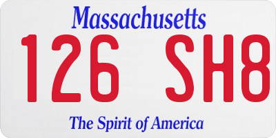 MA license plate 126SH8