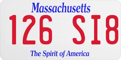 MA license plate 126SI8