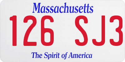 MA license plate 126SJ3