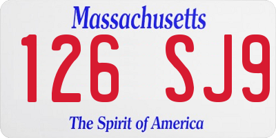 MA license plate 126SJ9