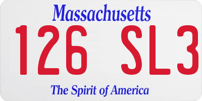 MA license plate 126SL3
