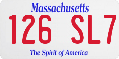 MA license plate 126SL7