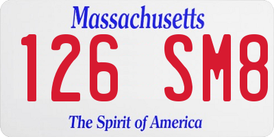 MA license plate 126SM8