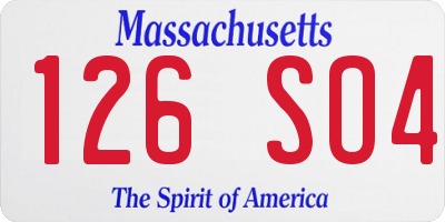 MA license plate 126SO4