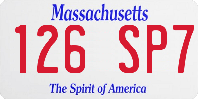 MA license plate 126SP7