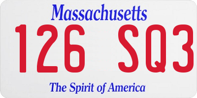 MA license plate 126SQ3