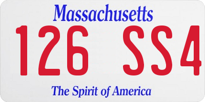 MA license plate 126SS4