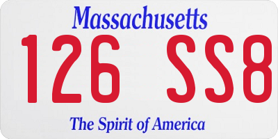 MA license plate 126SS8