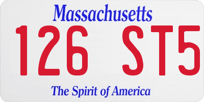 MA license plate 126ST5