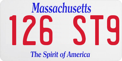 MA license plate 126ST9