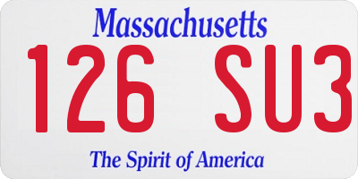 MA license plate 126SU3