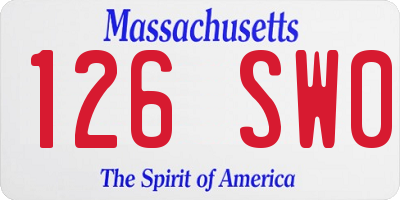 MA license plate 126SW0