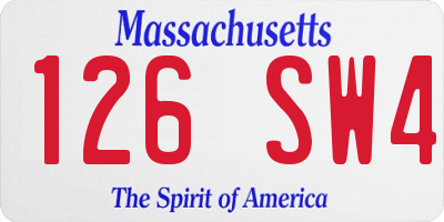 MA license plate 126SW4