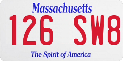 MA license plate 126SW8