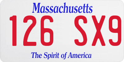 MA license plate 126SX9