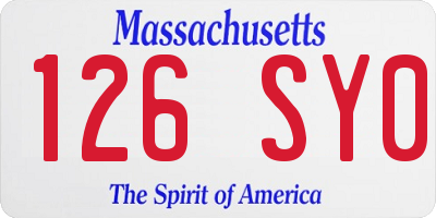MA license plate 126SY0