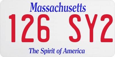 MA license plate 126SY2