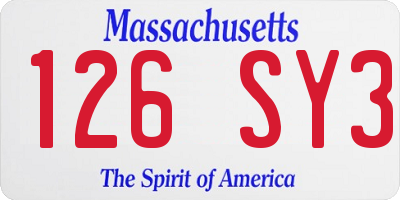 MA license plate 126SY3