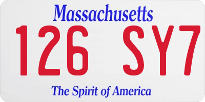 MA license plate 126SY7