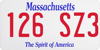 MA license plate 126SZ3