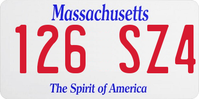 MA license plate 126SZ4