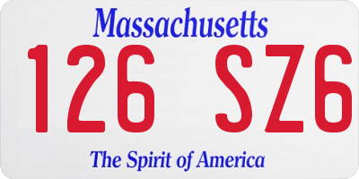 MA license plate 126SZ6