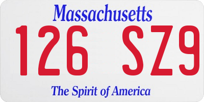 MA license plate 126SZ9