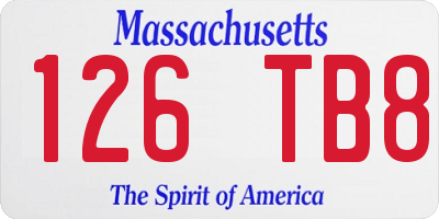 MA license plate 126TB8