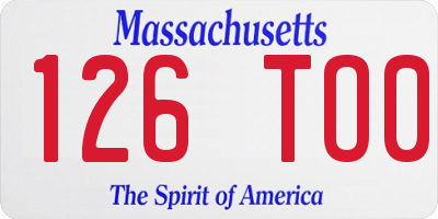 MA license plate 126TO0