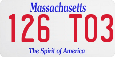 MA license plate 126TO3