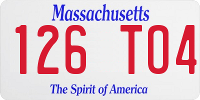 MA license plate 126TO4