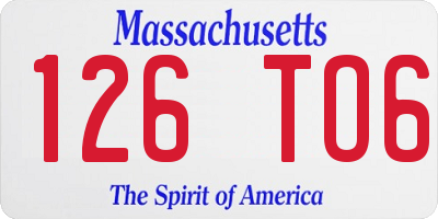 MA license plate 126TO6