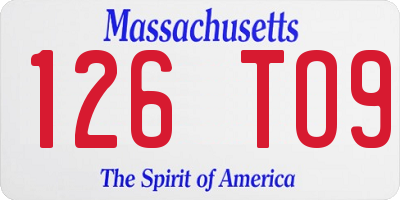 MA license plate 126TO9