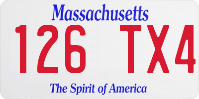 MA license plate 126TX4