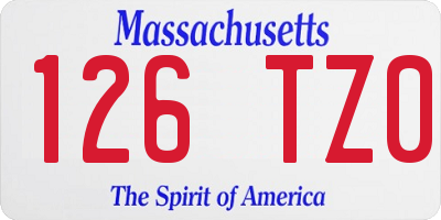 MA license plate 126TZ0