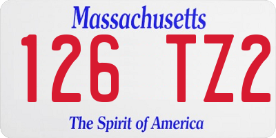 MA license plate 126TZ2