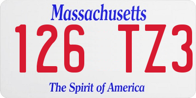 MA license plate 126TZ3