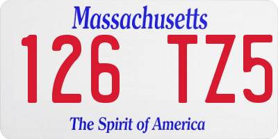 MA license plate 126TZ5