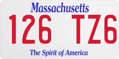 MA license plate 126TZ6