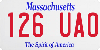 MA license plate 126UA0