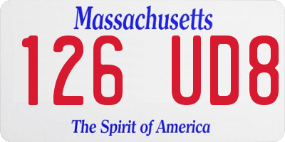 MA license plate 126UD8